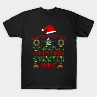 Funny Due to Inflation Ugly Christmas Sweaters For Men Women T-Shirt